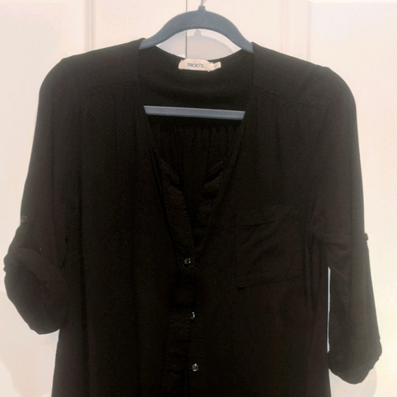 Black v-neck blouse - Picture 1 of 7